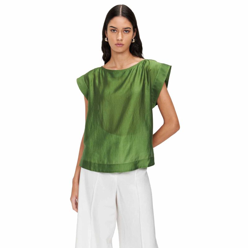 Veronika Maine Light Tencel Boat Neck Top image number 0